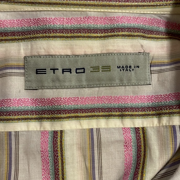 Etro Multicolor Stripe Button Down Dress Shirt Cotton Made in ltaly-35 (XS) - Picture 7 of 10